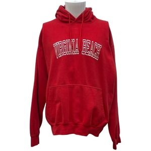 ESY Surf Co Virginia Beach Hoodie Mens Large Red Graphic Patch Sweatshirt‎